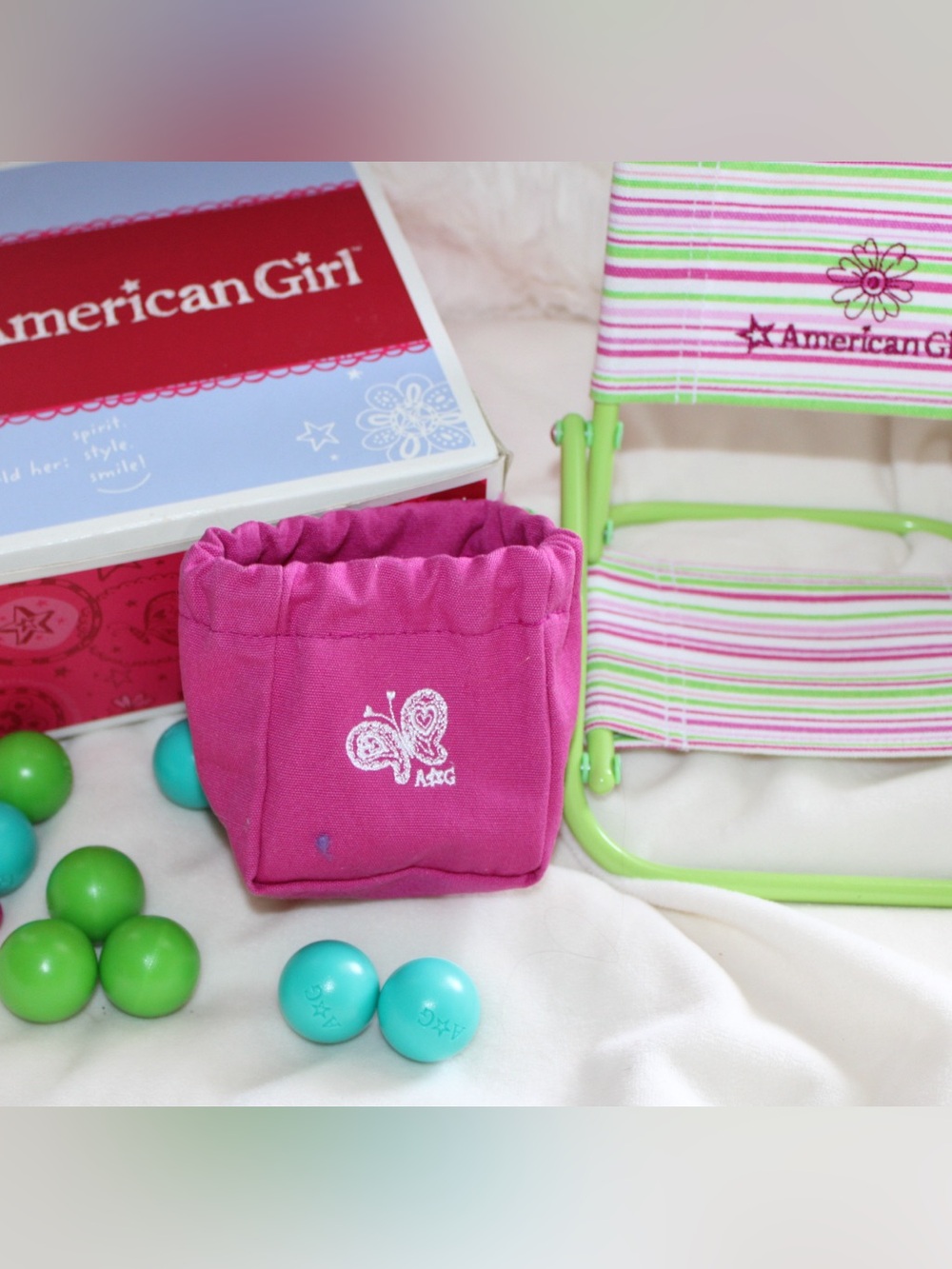 American girl chair and bocce set